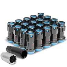 Load image into Gallery viewer, M12 x 1.5 Aluminum Lug Nuts with Locks 16pc Set Black Blue