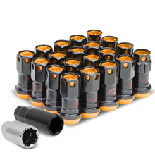 Load image into Gallery viewer, M12 x 1.5 Aluminum Lug Nuts Set 16 Pcs + 4 Locks Black/Orange