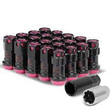 Load image into Gallery viewer, M12 x 1.5 Aluminum Lug Nuts Lock Style 16pc Set Black Pink