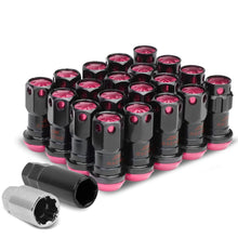 Load image into Gallery viewer, M12 x 1.5 Aluminum Lug Nuts Lock Style 16pc Set Black Pink