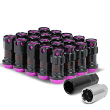 Load image into Gallery viewer, M12 x 1.5 Aluminum Lug Nuts 16pc + 4 Locks Black Purple