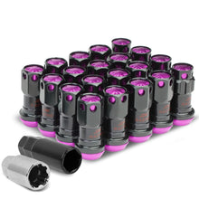 Load image into Gallery viewer, M12 x 1.5 Aluminum Lug Nuts 16pc + 4 Locks Black Purple