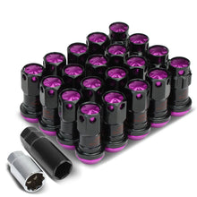 Load image into Gallery viewer, M12 x 1.5 Aluminum Lug Nuts 16pc + 4 Locks Black Purple