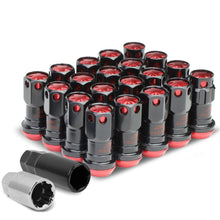 Load image into Gallery viewer, M12 x 1.5 Aluminum Lug Nuts 45mm Closed End Lock Style 16pc Black Red