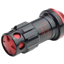 Load image into Gallery viewer, M12 x 1.5 Aluminum Lug Nuts 45mm Closed End Lock Style 16pc Black Red