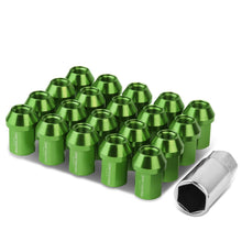 Load image into Gallery viewer, M12 x 1.25 Aluminum Acorn Lug Nuts 35mm Short Closed End Green 20pc