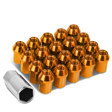 Load image into Gallery viewer, M12x1.25 Acorn Style Lug Nuts 35mm Tall 20pc Set Orange Aluminum