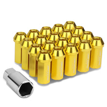 Load image into Gallery viewer, M12 x 1.25 Extended Acorn Lug Nuts 50mm Gold Aluminum 20pc Set
