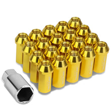 Load image into Gallery viewer, M12 x 1.25 Extended Acorn Lug Nuts 50mm Gold Aluminum 20pc Set