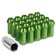 Load image into Gallery viewer, M12 x 1.25 Extended Acorn Lug Nuts 50mm Green Aluminum 20pc