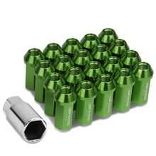 Load image into Gallery viewer, M12 x 1.25 Extended Acorn Lug Nuts 50mm Green Aluminum 20pc