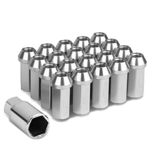 Load image into Gallery viewer, Aluminum Lug Nuts M12 x 1.25 Acorn Extended 50mm 20pc w/ Adapter Silver