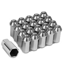 Load image into Gallery viewer, Aluminum Lug Nuts M12 x 1.25 Acorn Extended 50mm 20pc w/ Adapter Silver