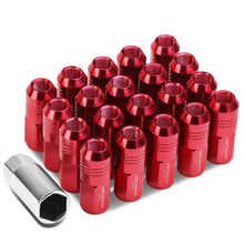 Load image into Gallery viewer, M12 x 1.25 Extended Grooved Shank Lug Nuts 50mm Red Aluminum 20pc