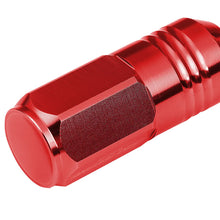 Load image into Gallery viewer, M12 x 1.25 Extended Grooved Shank Lug Nuts 50mm Red Aluminum 20pc