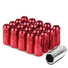 Load image into Gallery viewer, M12x1.5 Aluminum Grooved Shank Lug Nuts - Extended Closed End Red