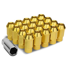 Load image into Gallery viewer, M12x1.25 Aluminum Lug Nuts - Acorn Knurled Extended Style - Gold 20pc