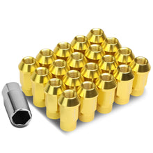 Load image into Gallery viewer, M12x1.25 Aluminum Lug Nuts - Acorn Knurled Extended Style - Gold 20pc