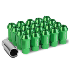 Load image into Gallery viewer, M12x1.25 Aluminum Lug Nuts - 44mm Extended Acorn Style - Green 20pc