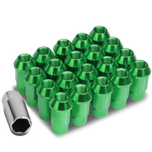 Load image into Gallery viewer, M12x1.25 Aluminum Lug Nuts - 44mm Extended Acorn Style - Green 20pc