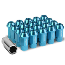 Load image into Gallery viewer, M12x1.25 Aluminum Lug Nuts - Acorn Knurled Extended 20pc Light Blue