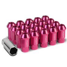 Load image into Gallery viewer, M12x1.25 Aluminum Lug Nuts - 44mm Extended Acorn Knurled - Pink 20pc