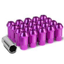 Load image into Gallery viewer, M12x1.25 Extended Acorn Lug Nuts 44mm Purple Aluminum 20pc Set