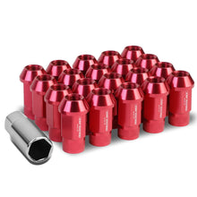 Load image into Gallery viewer, M12x1.25 Extended Acorn Knurled Lug Nuts 44mm Aluminum Red 20pc