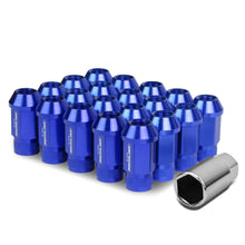 Load image into Gallery viewer, M12x1.5 Aluminum Lug Nuts - 44mm Acorn Knurled Extended - Blue 20pc