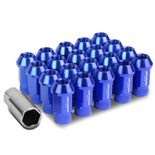 Load image into Gallery viewer, M12x1.5 Aluminum Lug Nuts - 44mm Acorn Knurled Extended - Blue 20pc