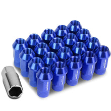 Load image into Gallery viewer, M12x1.5 Aluminum Lug Nuts - 44mm Acorn Knurled Extended - Blue 20pc
