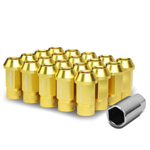 Load image into Gallery viewer, M12x1.5 Aluminum Lug Nuts - Acorn Knurled Extended Open End 20pc Gold