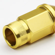 Load image into Gallery viewer, M12x1.5 Aluminum Lug Nuts - Acorn Knurled Extended Open End 20pc Gold