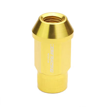 Load image into Gallery viewer, M12x1.5 Aluminum Lug Nuts - Acorn Knurled Extended Open End 20pc Gold