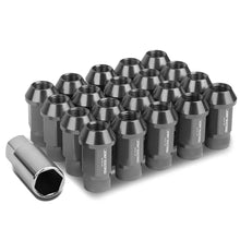 Load image into Gallery viewer, M12x1.5 Aluminum Lug Nuts - Acorn Knurled Extended 44mm 20pc Gun Metal