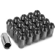 Load image into Gallery viewer, M12x1.5 Aluminum Lug Nuts - Acorn Knurled Extended 44mm 20pc Gun Metal