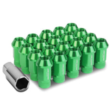 Load image into Gallery viewer, M12x1.5 Aluminum Lug Nuts - 44mm Acorn Knurled Extended Green 20pc