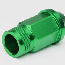 Load image into Gallery viewer, M12x1.5 Aluminum Lug Nuts - 44mm Acorn Knurled Extended Green 20pc