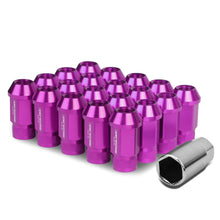 Load image into Gallery viewer, M12x1.5 Extended Acorn Knurled Lug Nuts - 44mm Purple Aluminum 20pc