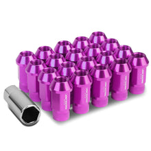 Load image into Gallery viewer, M12x1.5 Extended Acorn Knurled Lug Nuts - 44mm Purple Aluminum 20pc