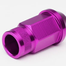 Load image into Gallery viewer, M12x1.5 Extended Acorn Knurled Lug Nuts - 44mm Purple Aluminum 20pc