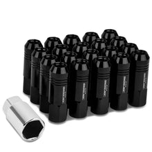 Load image into Gallery viewer, M12 x 1.25 Extended Rib Shank Lug Nuts 20pc Set Black Aluminum