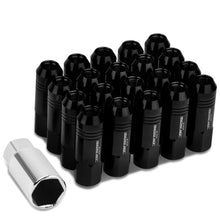 Load image into Gallery viewer, M12 x 1.25 Extended Rib Shank Lug Nuts 20pc Set Black Aluminum