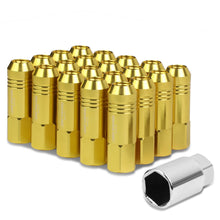 Load image into Gallery viewer, M12 x 1.25 Extended Aluminum Lug Nuts 20pc Set w/ Adapter - Gold