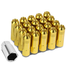Load image into Gallery viewer, M12 x 1.25 Extended Aluminum Lug Nuts 20pc Set w/ Adapter - Gold