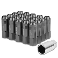 Load image into Gallery viewer, M12 x 1.25 Extended Rib Shank Lug Nuts 60mm Gun Metal Aluminum 20pc