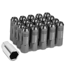 Load image into Gallery viewer, M12 x 1.25 Extended Rib Shank Lug Nuts 60mm Gun Metal Aluminum 20pc