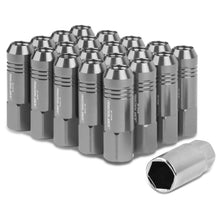 Load image into Gallery viewer, M12 x 1.5 Extended Aluminum Lug Nuts 60mm Rib Shank 20pc Gun Metal