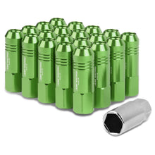 Load image into Gallery viewer, M12 x 1.5 Extended Aluminum Lug Nuts 60mm Tall Open End 20pc Green
