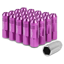 Load image into Gallery viewer, M12 x 1.5 Extended Aluminum Lug Nuts - 60mm Tall - Purple 20pc Set